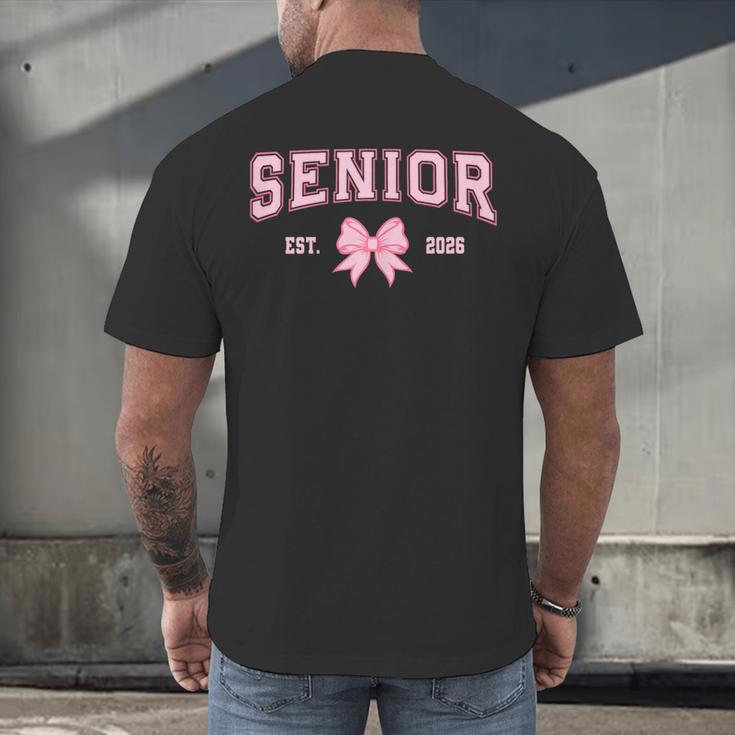 Senior 2026 Class Of 2026 Coquette Pink Bow Graduation 2026 Men's Back Print T-Shirt
