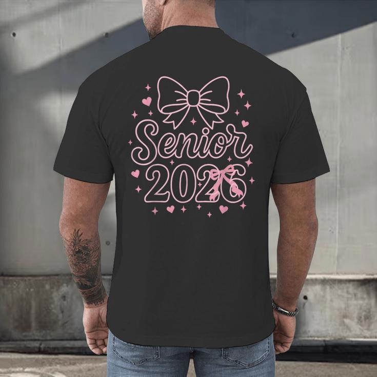 Senior 2026 Class Of 2026 Coquette Pink Bow Graduation Men's Back Print T-Shirt