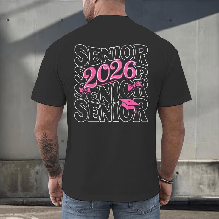 Senior 2026 Class Of 2026 Coquette Pink Bow Graduation Moms Men's Back Print T-Shirt