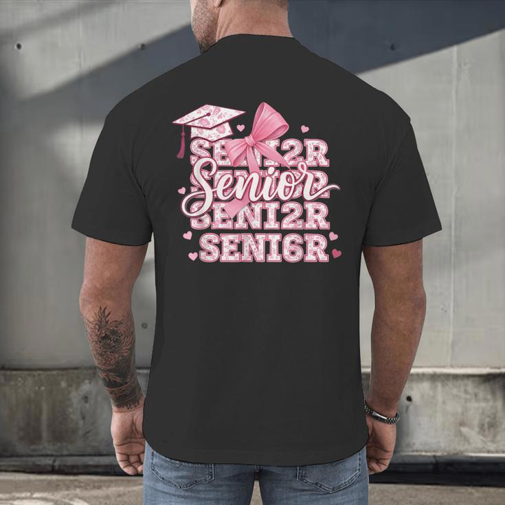 Senior 2026 Class Of 2026 Cute Coquette Pink Bow Graduation Men's Back Print T-Shirt