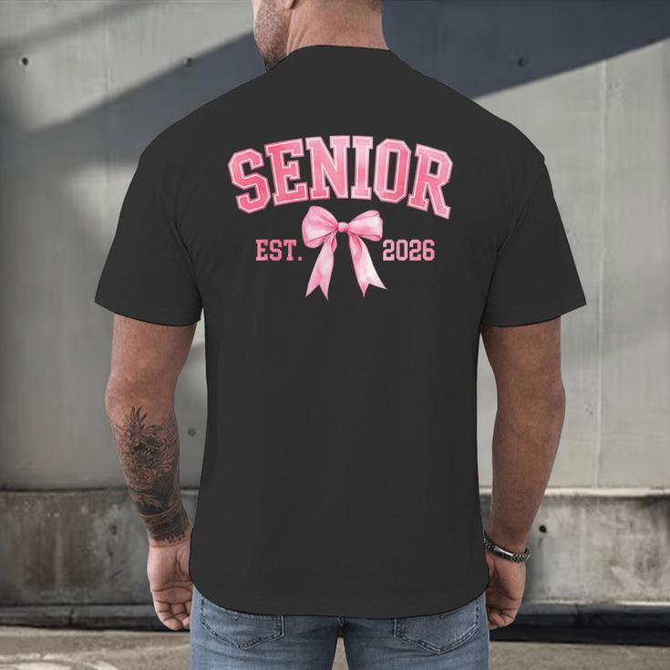 Senior 2026 Coquette Pink Bow Class Of 2026 Graduation Girls Men's Back Print T-Shirt