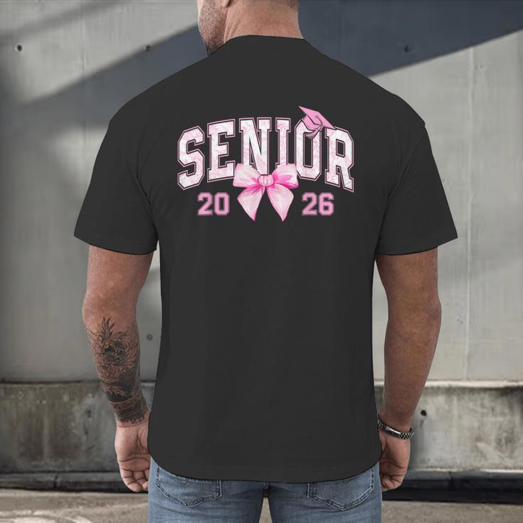Senior 2026 Coquette Pink Bow Girls Class Of 2026 Graduation Men's Back Print T-Shirt