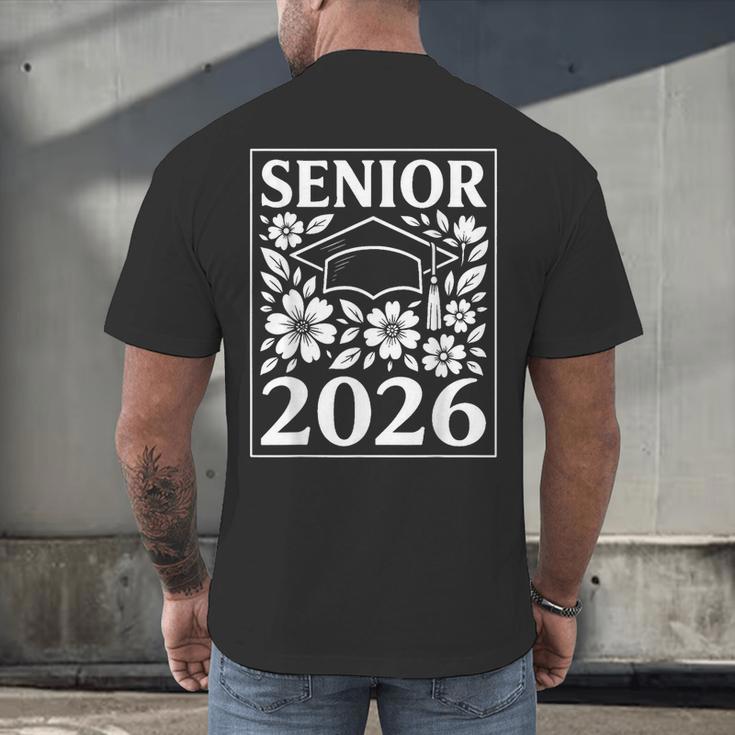 Senior 2026 Floral Flowers Class Of 2026 Graduation Kids Men's Back Print T-Shirt