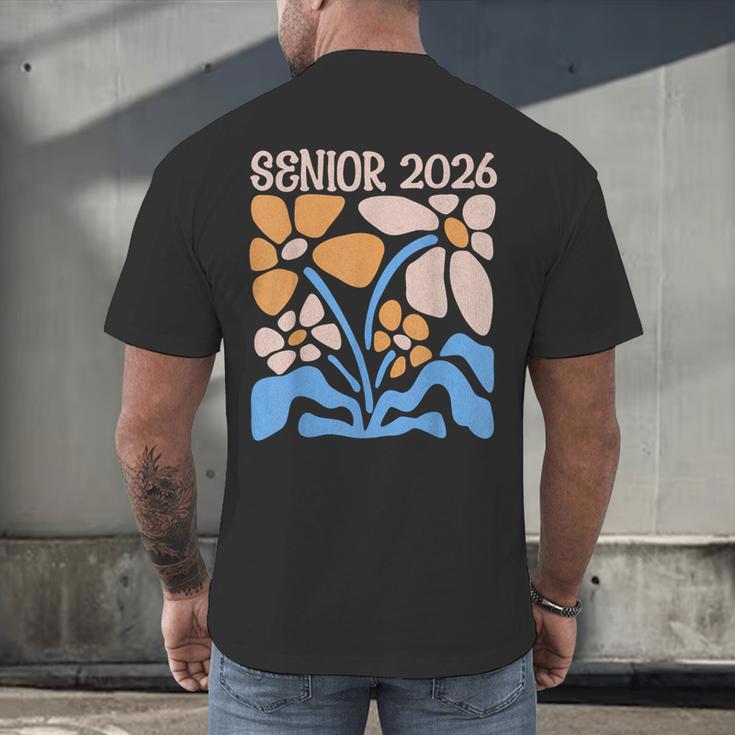 Senior 2026 Retro Groovy Flowers Graduation Men's Back Print T-Shirt