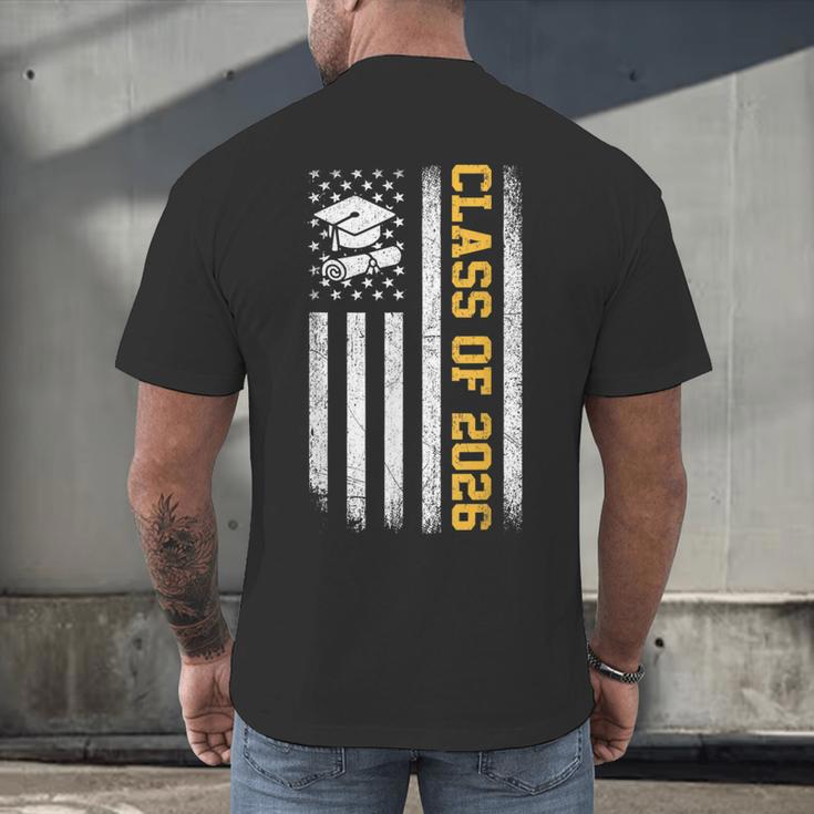 Senior 26 Class Of 2026 American Flag Graduation 2026 Men's Back Print T-Shirt