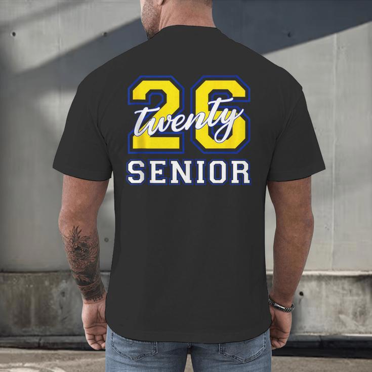 Senior Class 2026 Graduation Yellow Blue Letters Men's Back Print T-Shirt
