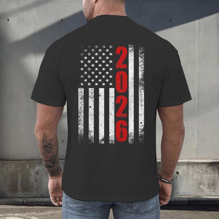 Senior Class Of 2026 Patriotic American USA Flag Graduation Men's Back Print T-Shirt