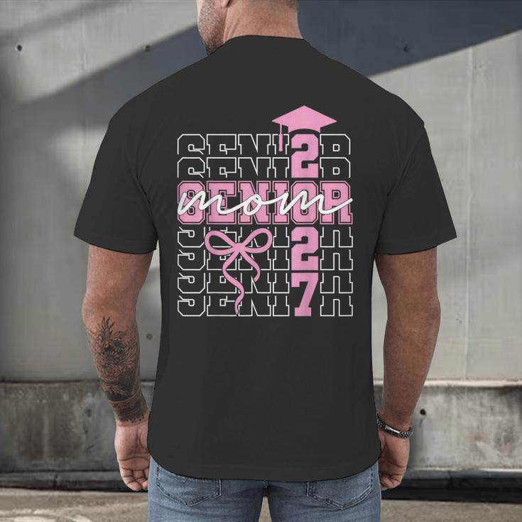 Senior Mom 2027 Class Of 2027 Coquette Bow Graduation 2027 Men's Back Print T-Shirt
