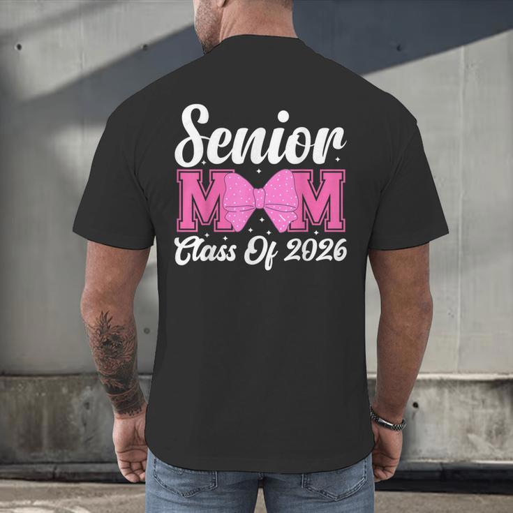 Senior Mom Class Of 2026 Pink Coquette Bow Graduation Men's Back Print T-Shirt