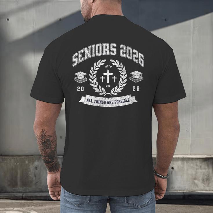 Seniors Class Of 2026 Christian Graduation Religious Grad Men's Back Print T-Shirt