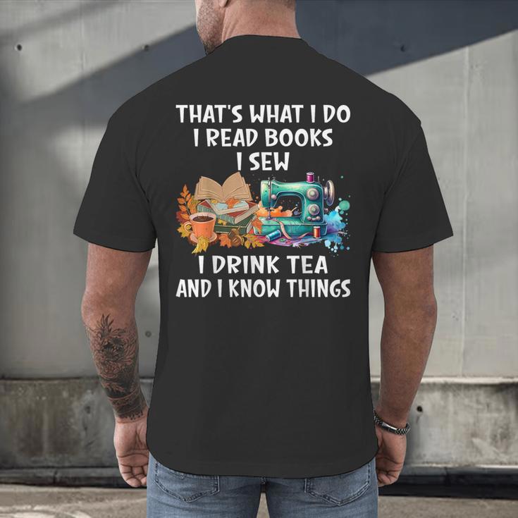 Sewing Reading Books Drinking Tea Sew Sewist Men's Back Print T-Shirt
