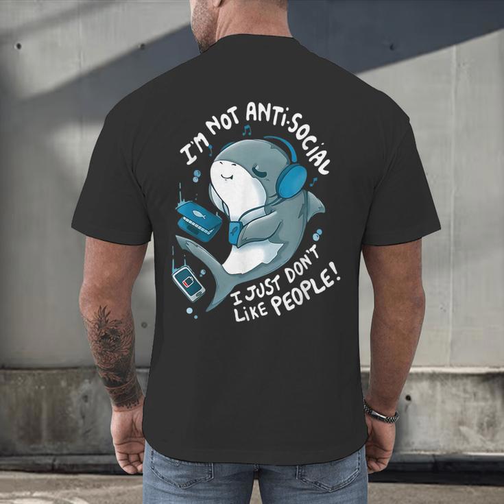 Shark Don’t Like People Antisocial Introvert Men's Back Print T-Shirt Shark Don’t Like People Antisocial Introvert Men's Back Print T-Shirt