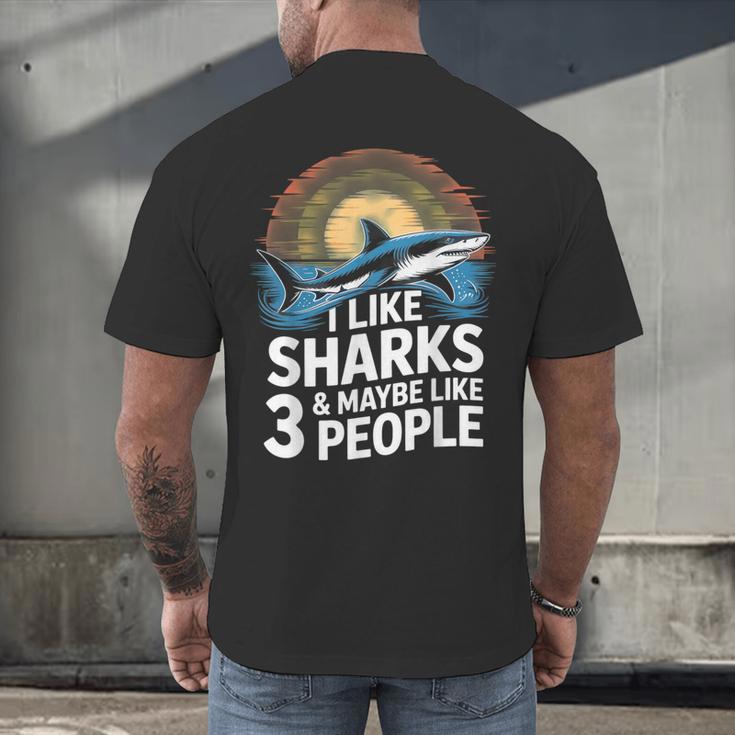 I Like Sharks & Maybe Like 3 People Humor Introverts Summer Men's Back Print T-Shirt