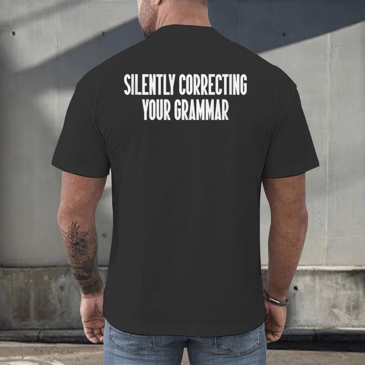 Silently Correcting Your Grammar Introvert Men's Back Print T-Shirt Silently Correcting Your Grammar Introvert Men's Back Print T-Shirt