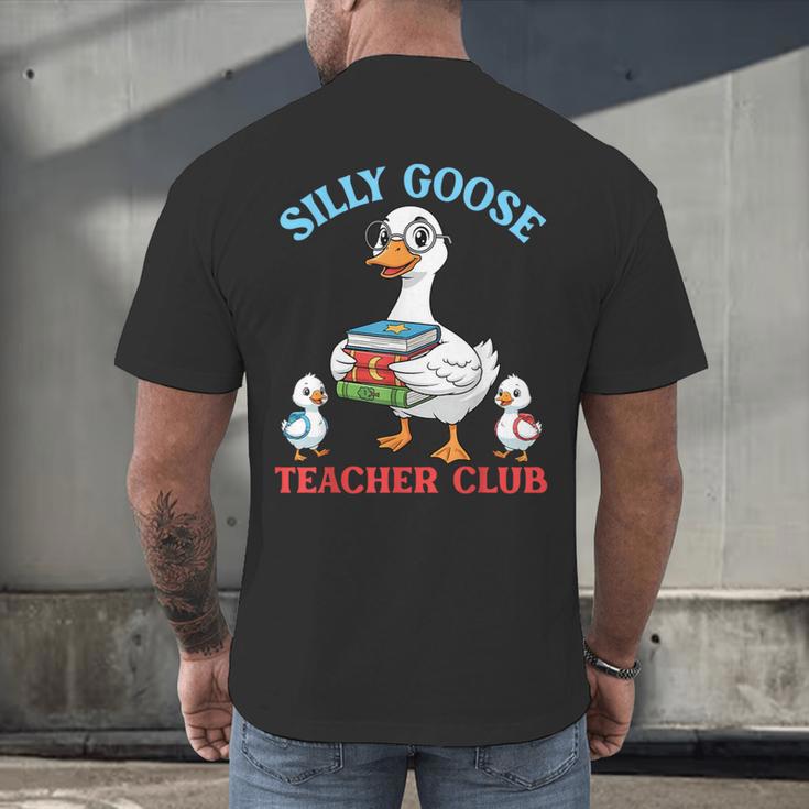Silly Goose With Books Teacher Club School Educator Men's Back Print T-Shirt