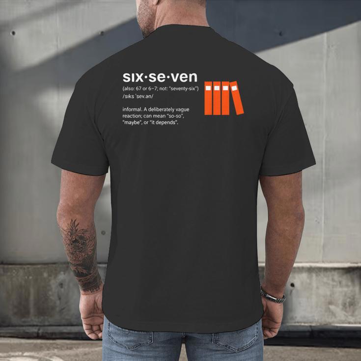 Six Seven Meme Reading Book Lover 6-7 67 Definition Men's Back Print T-Shirt