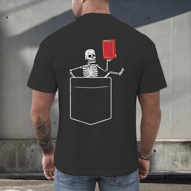 Skeleton Books Read Book Reading Librarian Across America Men's Back Print T-Shirt