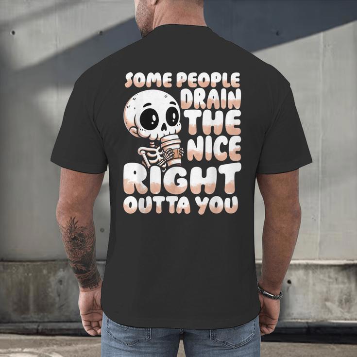 Skeleton Coffee Lover Introvert Men's Back Print T-Shirt Skeleton Coffee Lover Introvert Men's Back Print T-Shirt
