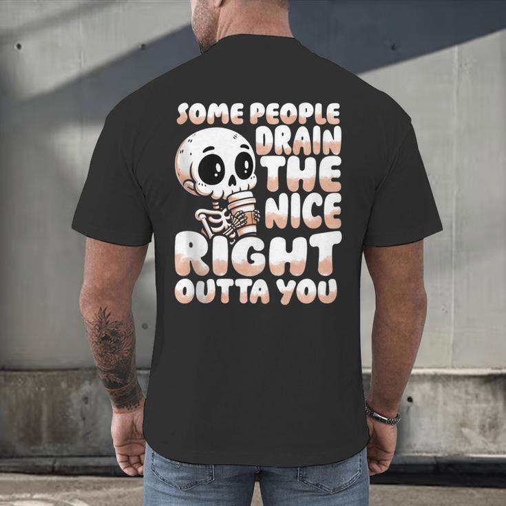 Skeleton Coffee Lover Introvert Men's Back Print T-Shirt