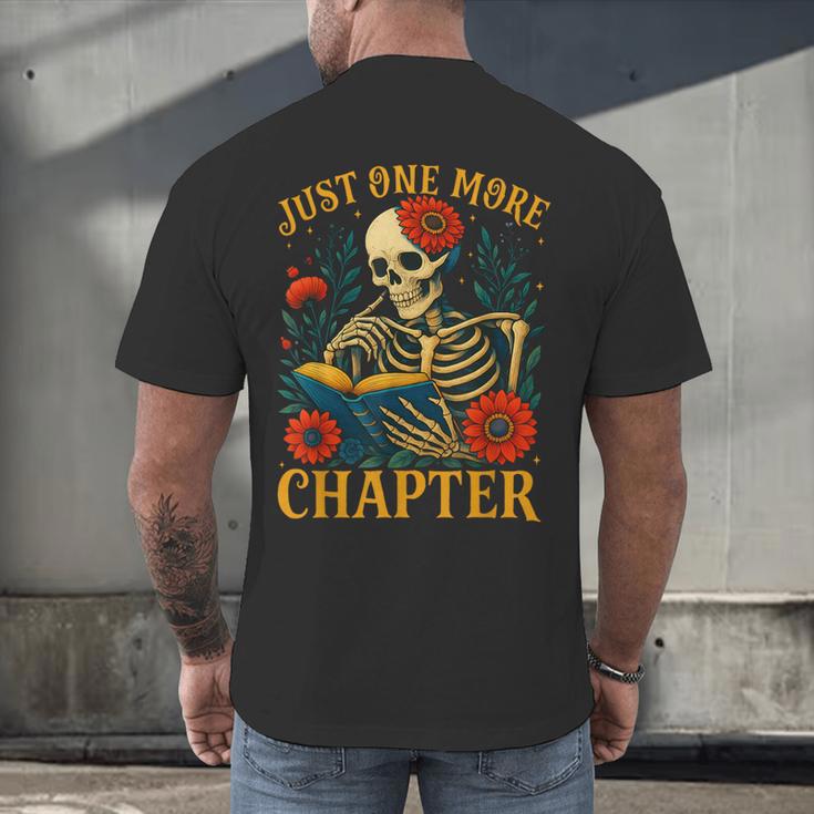 Skeleton Read Book Just One More Chapter Floral Book Lover Men's Back Print T-Shirt