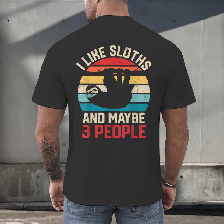 I Like Sloths And Maybe 3 People Sloth Introvert Vintage Men's Back Print T-Shirt I Like Sloths And Maybe 3 People Sloth Introvert Vintage Men's Back Print T-Shirt