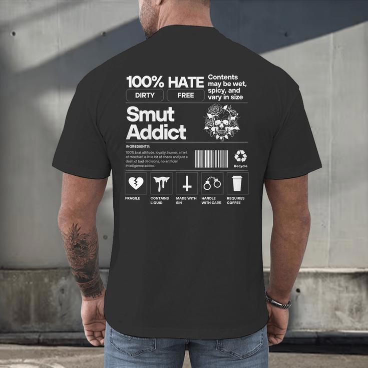 Smutty Book Addict Romance Book Lover Smut Addict Ingredient Men's Back Print T-Shirt Smutty Book Addict Romance Book Lover Smut Addict Ingredient Men's Back Print T-Shirt