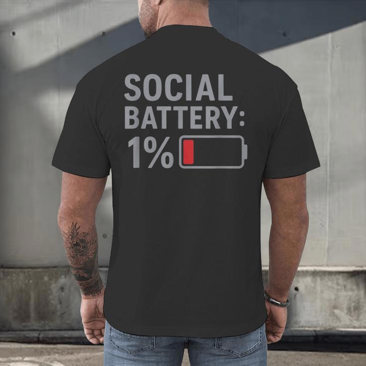 Social Battery 1 Percent Introvert Mood Minimalist Men's Back Print T-Shirt