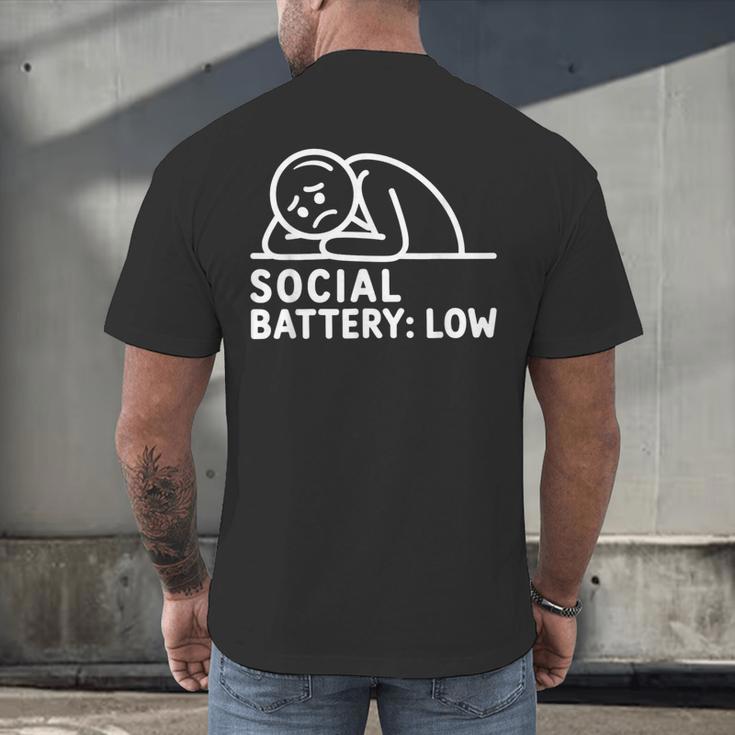Social Battery Low Apparel Introvert Humor Men's Back Print T-Shirt