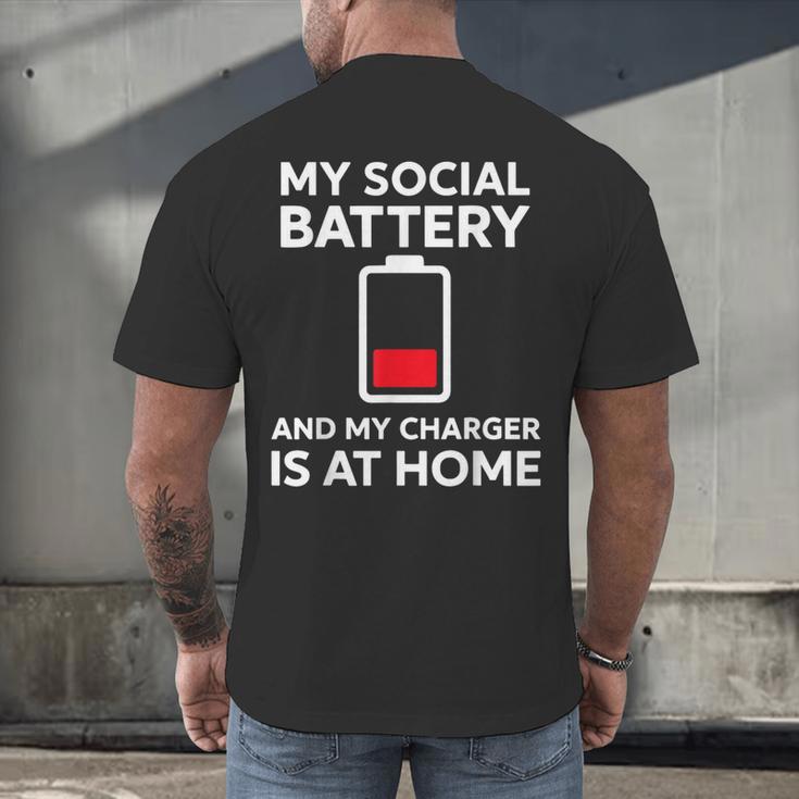 Social Battery Low Charger At Home Antisocial Introvert Men's Back Print T-Shirt