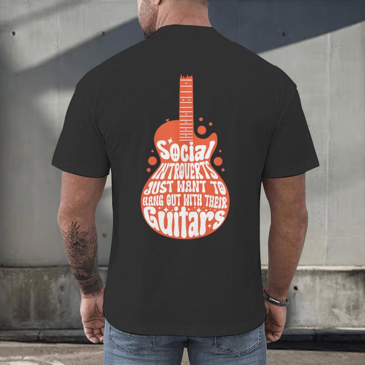 Social Introverts Hang Out With Guitars Musician Guitarist Men's Back Print T-Shirt
