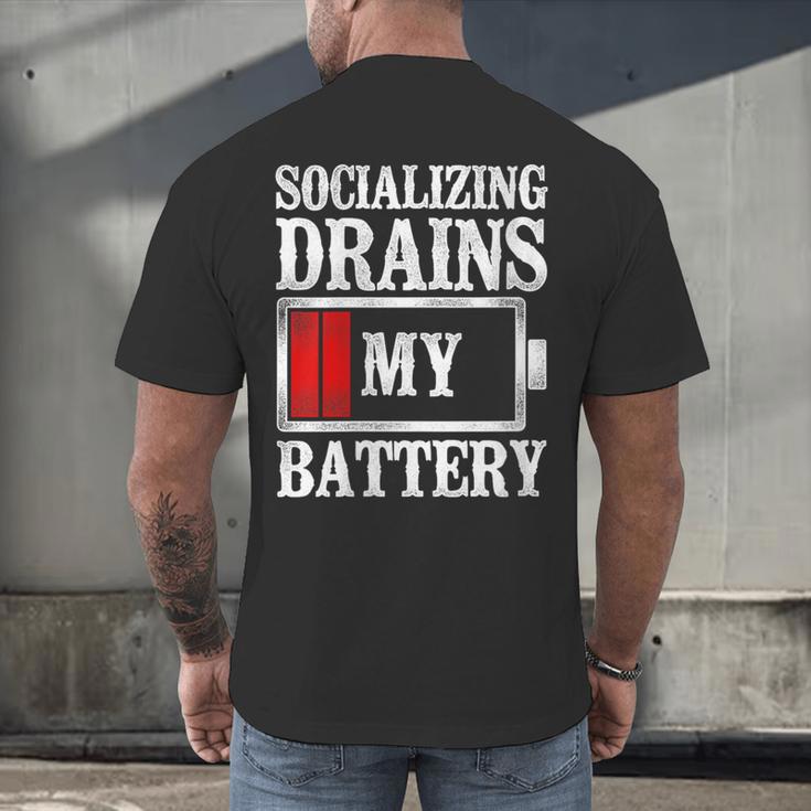 Socializing Drains My Battery Introvert Men's Back Print T-Shirt Socializing Drains My Battery Introvert Men's Back Print T-Shirt