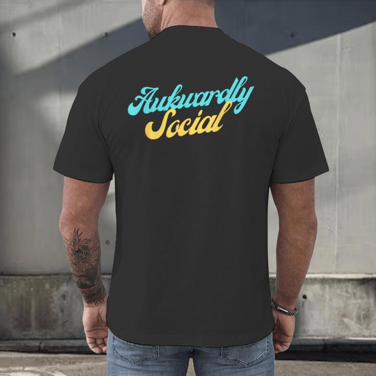 Socially Awkward Introvert Retro Anxious Awkwardly Social Men's Back Print T-Shirt