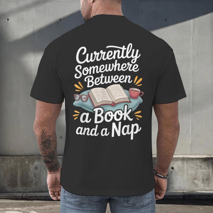 Somewhere Between a Book And a Nap – Cozy Reading Men's Back Print T-Shirt