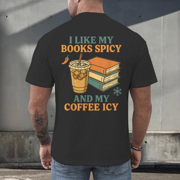 Spicy Books And Iced Coffee Book Lover Smut Reader Men's Back Print T-Shirt