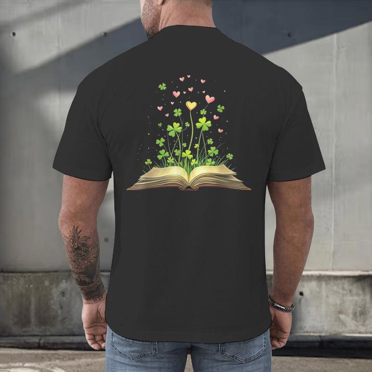 St Patricks Day Book Lover Librarian Core Shamrock Author Men's Back Print T-Shirt