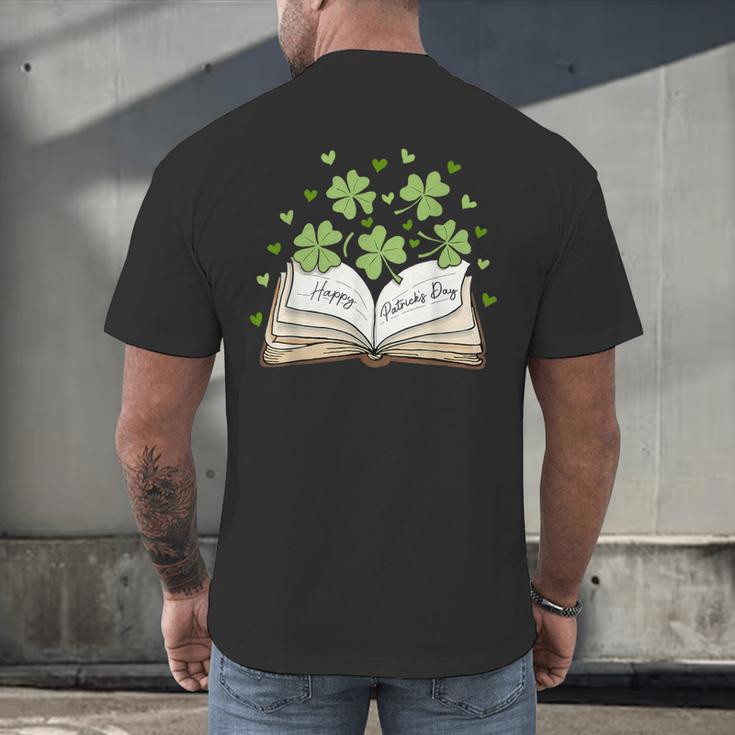 St Patricks Day Book Lover Librarian Reading Saint Pattys Men's Back Print T-Shirt