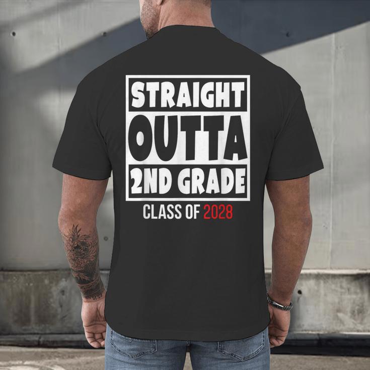 Straight Outta 2nd Grade Class Of 2028 Shirt Graduation Men's Back Print T-Shirt