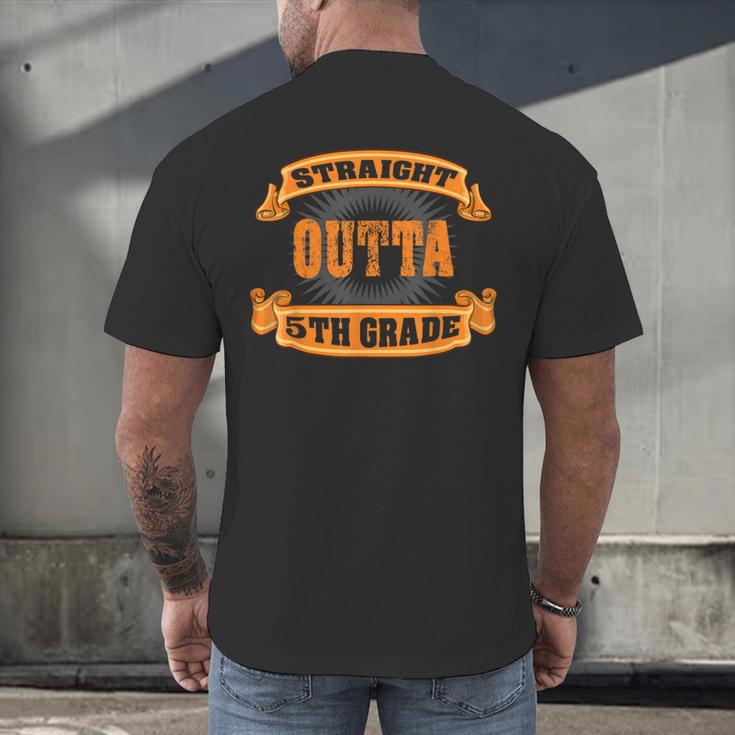 Straight Outta 5th Grade Shirt Fifth Graduation Boys Girls Men's Back Print T-Shirt