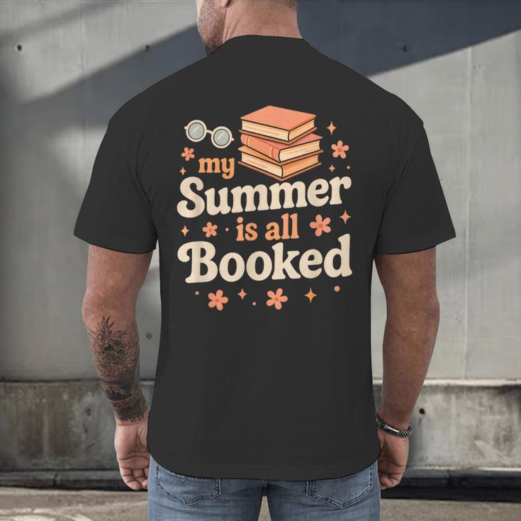 My Summer Is All Booked Book Lover Reading Vacation 2025 Men's Back Print T-Shirt My Summer Is All Booked Book Lover Reading Vacation 2025 Men's Back Print T-Shirt