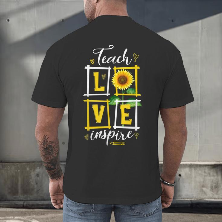 Sunflower Teach Love Inspire Cool Graduation Teacher School Men's Back Print T-Shirt