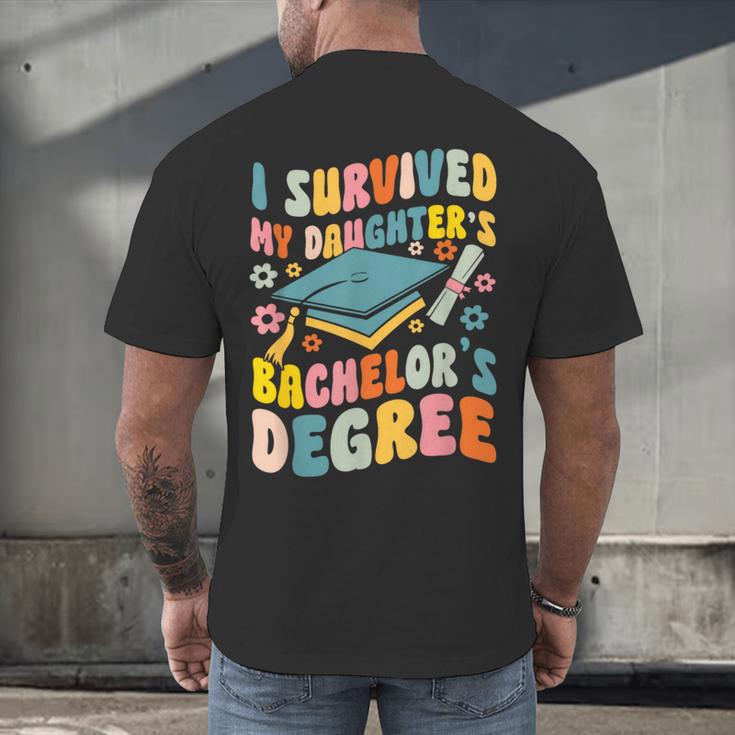i Survived My Daughter's Bachelors Degree Groovy Graduation Men's Back Print T-Shirt