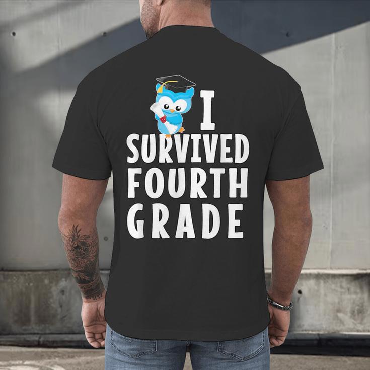 I Survived Fourth Grade Graduation Kids Owl Grad Men's Back Print T-Shirt