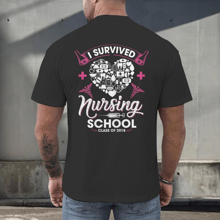 I Survived Nursing School Class Of 2018 Graduation T-Shirt Men's Back Print T-Shirt