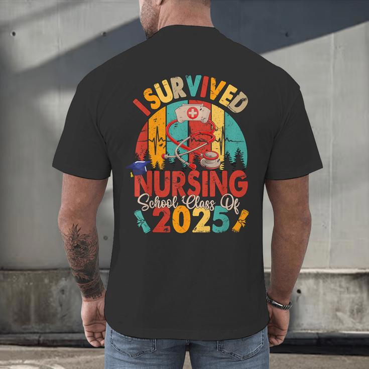 I Survived Nursing School Class Of 2025 Proud Graduation Men's Back Print T-Shirt