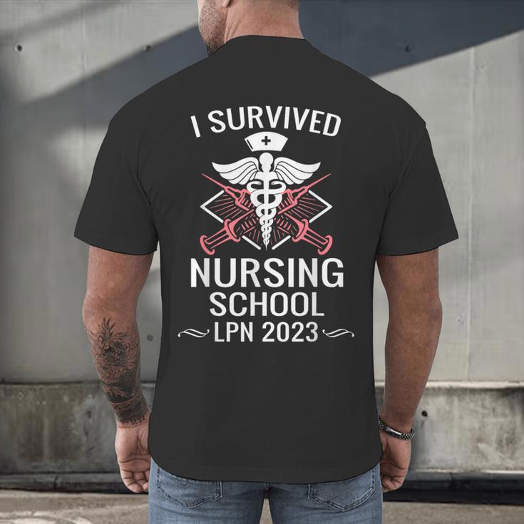 I Survived Nursing School LPN Class Of 2023 Nurse Graduation Men's Back Print T-Shirt