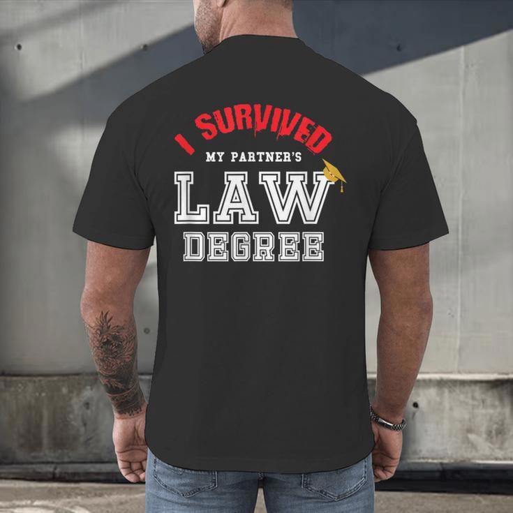 I Survived My Partner's Law Degree Graduation Shirt Men's Back Print T-Shirt