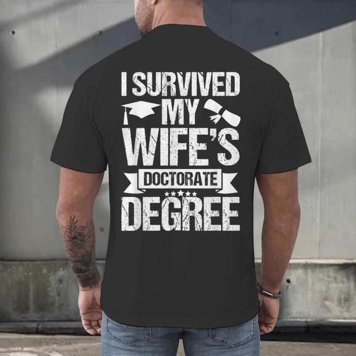I Survived My Wifes Doctorate Degree Graduation Men's Back Print T-Shirt