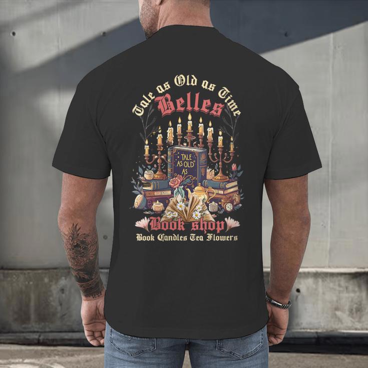 Tale As Old As Time Belles Book Shop Book Candles Tea Flower Men's Back Print T-Shirt