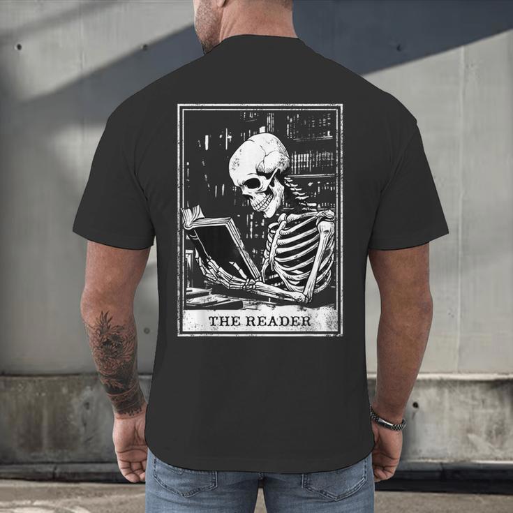 Tarot Card Shirt The Reader Tarot Skeleton Reading Book Men's Back Print T-Shirt