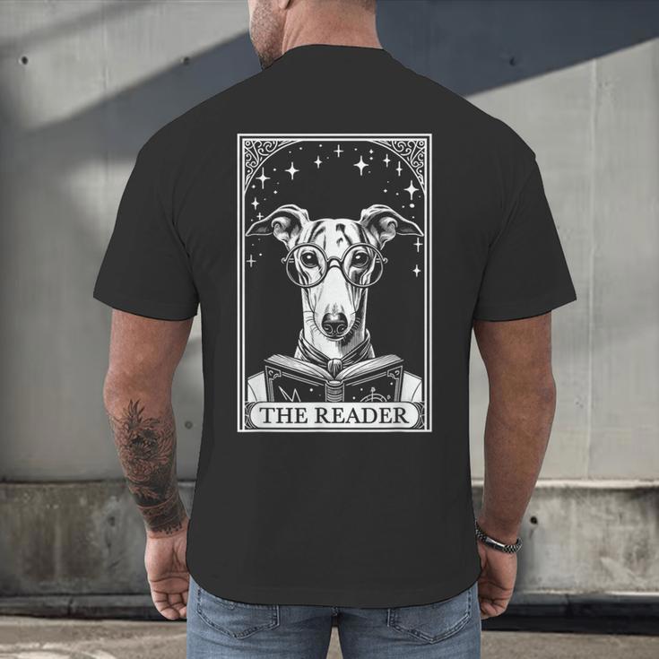 Tarot Card Vintage Whippet Dog Book Lover The Reader Men's Back Print T-Shirt